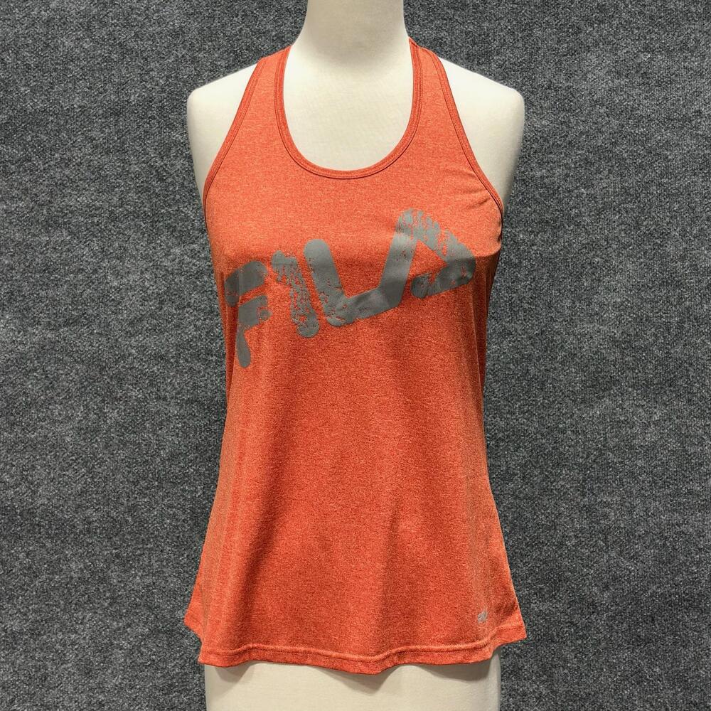 Fila Tank Top Womens Small Orange Scoop Neck Racerback Mesh Athletic Shirt